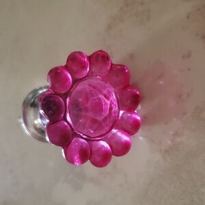 Pink Daisy Glass Knob